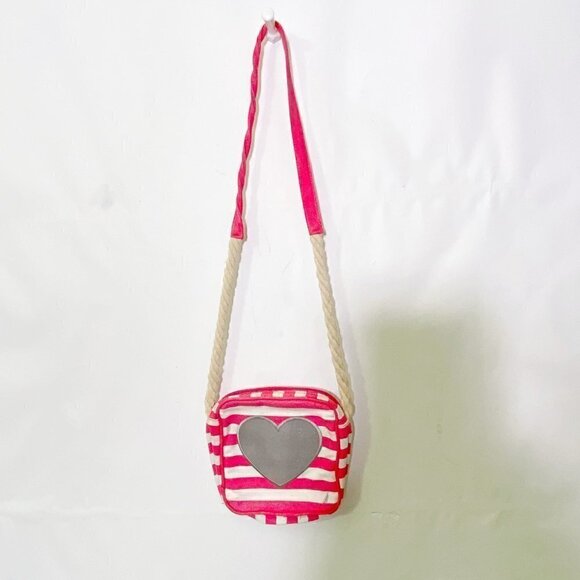 Nautica Sparkly Heart Pink Striped Cotton Bag - Picture 2 of 6